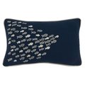 Saro Lifestyle SARO 343.NB1220BC 12 x 20 in. Oblong Navy Blue School O Fish Throw Pillow Cover 343.NB1220BC